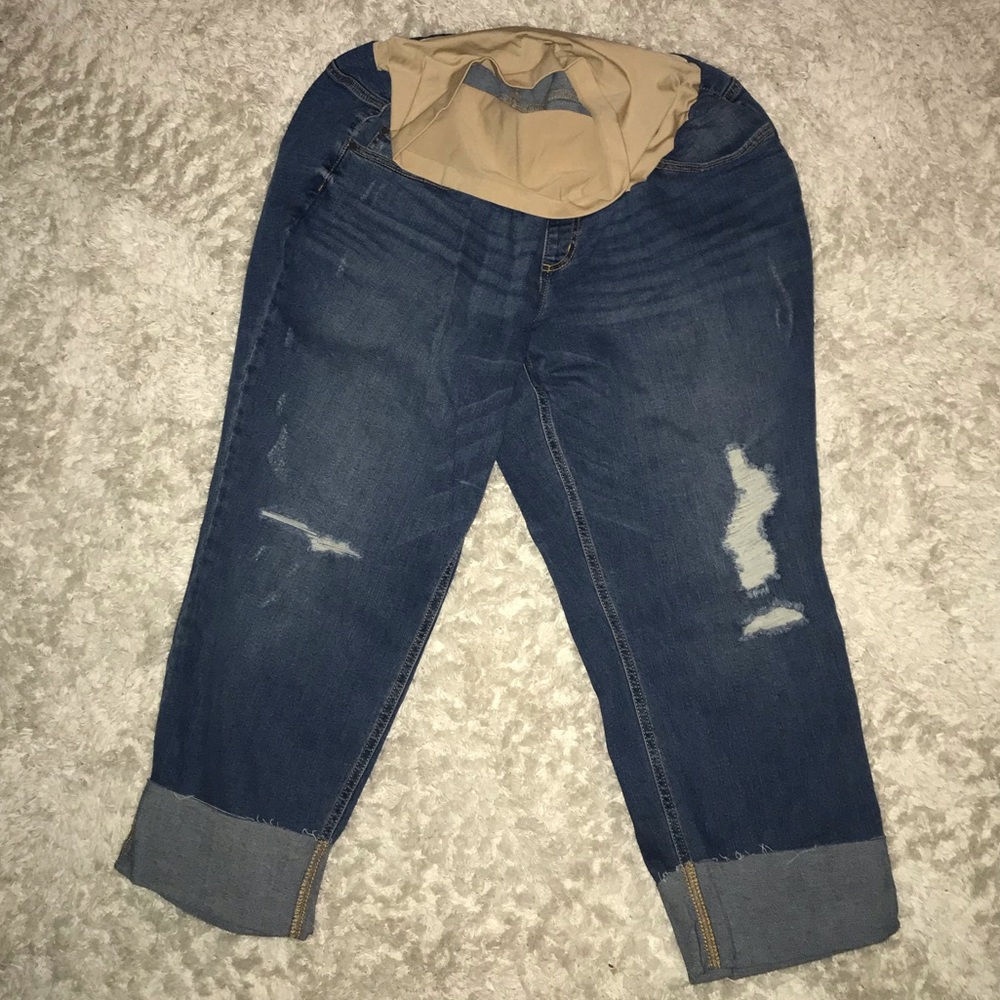 Indigo blue maternity cropped pants